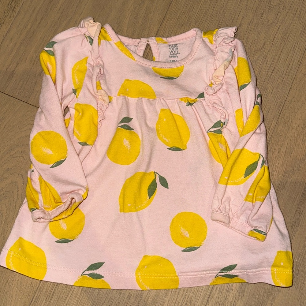 Pink long sleeve with ruffles and lemons - adorable